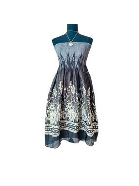 #58 LAPIS ~ Black, Gray, Silver and Gold Metallic Dress/Skirt Fully Lined OS